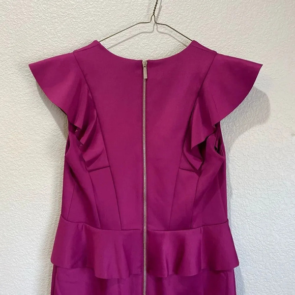 NWT TED BAKER Alair Ruffle Peplum Bodycon Dress Hot Pink Size 3 US Size 8 - Picture 10 of 10